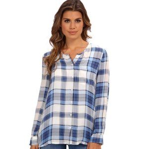 JOIE Silk Plaid Long Sleeve Button Up Blouse Top Sz XS